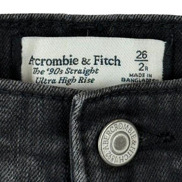 Abercrombie & Fitch Black The 90's Straight Ultra High Rise Denim Jeans - 26/2R - Picture 3 of 4